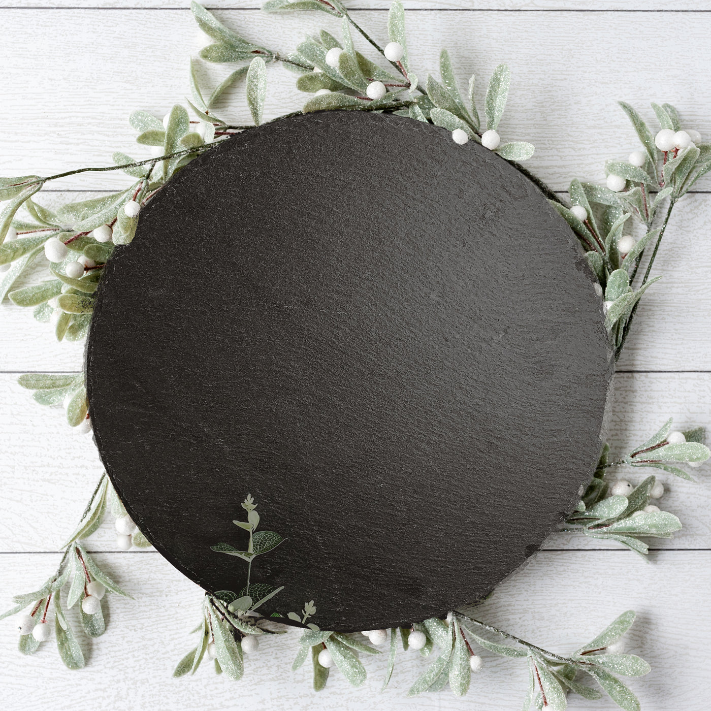 Slate Round 11" Cheese Board Natural Layered Edge Slim 5-6mm BandsCo Straps
