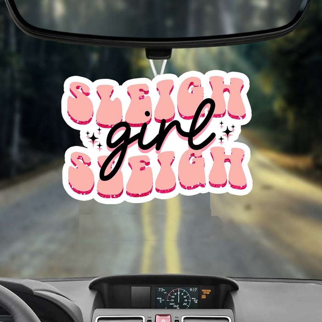 Sleigh Girl Freshie Hanging Air Freshener Car Home Holiday Scent BandsCo Straps