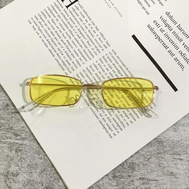 Slender Square Sunglasses Retro Metal Frame Square Sunglasses  Small Vintage & Retro Style Sunglasses Shades Of Rectangle Sunglasses For Women Classic Vintage & Metal Square Frame Sun Glasses Eyewear For Men & Women Stevvex