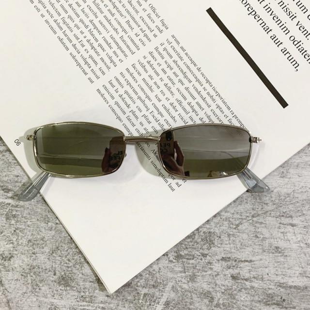 Slender Square Sunglasses Retro Metal Frame Square Sunglasses  Small Vintage & Retro Style Sunglasses Shades Of Rectangle Sunglasses For Women Classic Vintage & Metal Square Frame Sun Glasses Eyewear For Men & Women Stevvex