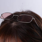 Slender Square Sunglasses Retro Metal Frame Square Sunglasses  Small Vintage & Retro Style Sunglasses Shades Of Rectangle Sunglasses For Women Classic Vintage & Metal Square Frame Sun Glasses Eyewear For Men & Women Stevvex