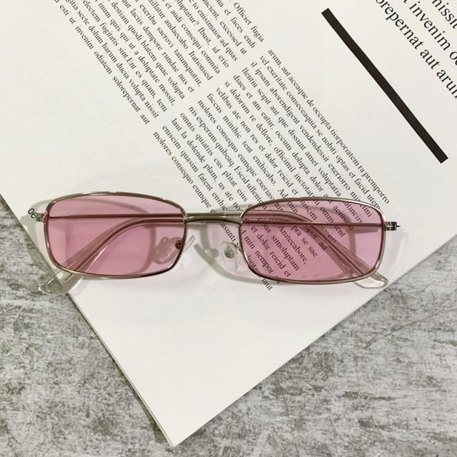 Slender Square Sunglasses Retro Metal Frame Square Sunglasses  Small Vintage & Retro Style Sunglasses Shades Of Rectangle Sunglasses For Women Classic Vintage & Metal Square Frame Sun Glasses Eyewear For Men & Women Stevvex