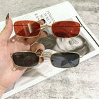 Slender Square Sunglasses Retro Metal Frame Square Sunglasses  Small Vintage & Retro Style Sunglasses Shades Of Rectangle Sunglasses For Women Classic Vintage & Metal Square Frame Sun Glasses Eyewear For Men & Women Stevvex