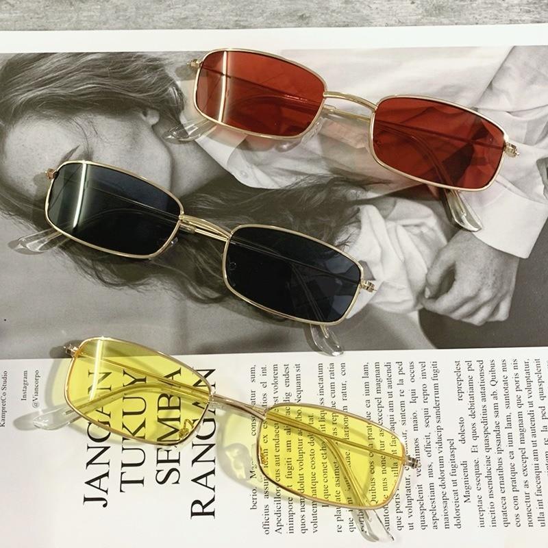 Slender Square Sunglasses Retro Metal Frame Square Sunglasses  Small Vintage & Retro Style Sunglasses Shades Of Rectangle Sunglasses For Women Classic Vintage & Metal Square Frame Sun Glasses Eyewear For Men & Women Stevvex
