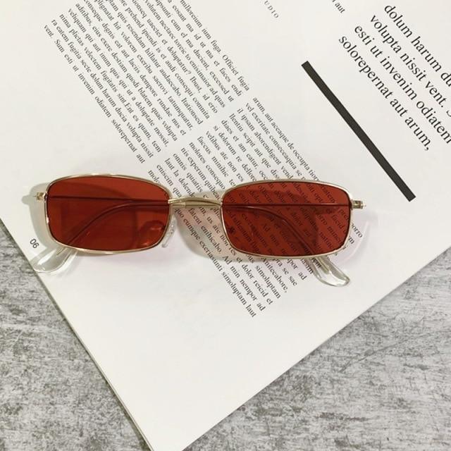Slender Square Sunglasses Retro Metal Frame Square Sunglasses  Small Vintage & Retro Style Sunglasses Shades Of Rectangle Sunglasses For Women Classic Vintage & Metal Square Frame Sun Glasses Eyewear For Men & Women Stevvex