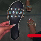 Slides Women Flip Flops Shoes Slippers Rhinestones Sandals Slide Diamond Slipper Slide Open Toe Flat Sandals With Clear Rhinestone Flip Flops Fashion Casual Slip On Party Shoes Stevvex
