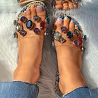Slides Women Flip Flops Shoes Slippers Rhinestones Sandals Slide Diamond Slipper Slide Open Toe Flat Sandals With Clear Rhinestone Flip Flops Fashion Casual Slip On Party Shoes Stevvex
