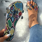 Slides Women Flip Flops Shoes Slippers Rhinestones Sandals Slide Diamond Slipper Slide Open Toe Flat Sandals With Clear Rhinestone Flip Flops Fashion Casual Slip On Party Shoes Stevvex