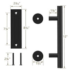 Sliding Barn Door Handle Pull Cabinet Flush Hardware Set Wood Door Handle Interior Door Furniture Handle Hardware Sliding Barn Door Pull Handle with Flush Hardware Set Heavy Duty Solid Square Rustic Style Black Powder Coated Finish Stevvex