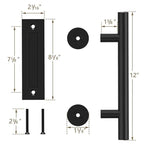 Sliding Barn Door Handle Pull Cabinet Flush Hardware Set Wood Door Handle Interior Door Furniture Handle Hardware Sliding Barn Door Pull Handle with Flush Hardware Set Heavy Duty Solid Square Rustic Style Black Powder Coated Finish Stevvex