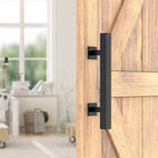 Sliding Barn Door Handle Pull Cabinet Flush Hardware Set Wood Door Handle Interior Door Furniture Handle Hardware Sliding Barn Door Pull Handle with Flush Hardware Set Heavy Duty Solid Square Rustic Style Black Powder Coated Finish Stevvex