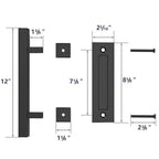 Sliding Barn Door Handle Pull Cabinet Flush Hardware Set Wood Door Handle Interior Door Furniture Handle Hardware Sliding Barn Door Pull Handle with Flush Hardware Set Heavy Duty Solid Square Rustic Style Black Powder Coated Finish Stevvex