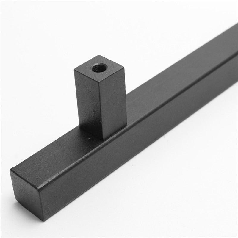 Sliding Barn Door Handle Pull Cabinet Flush Hardware Set Wood Door Handle Interior Door Furniture Handle Hardware Sliding Barn Door Pull Handle with Flush Hardware Set Heavy Duty Solid Square Rustic Style Black Powder Coated Finish Stevvex