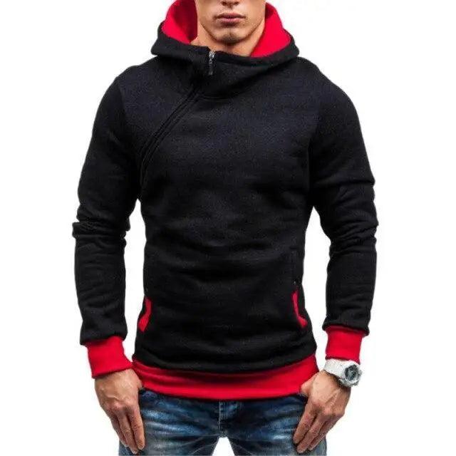 Slim Fit Men's Jacket Male Hip Hop Jackets Men's Hooded Pullover Jackets Diagonal Jackets Thicken Sports Outdoor Clothing Black  Collar Stylish Jacket For Men Classic Design Warm Winter Jackets For Men Stevvex