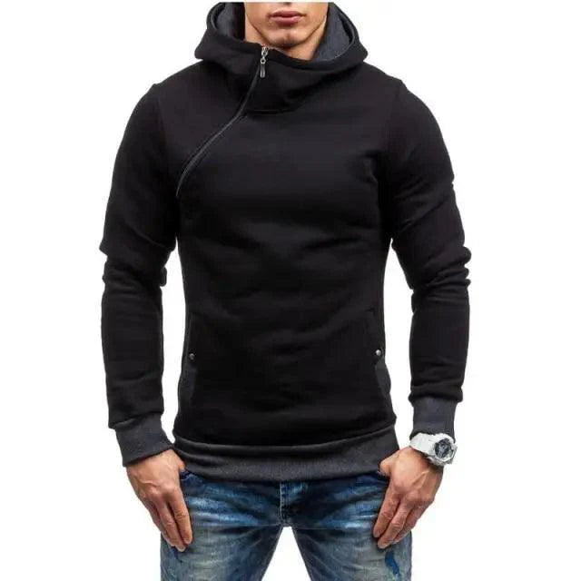 Slim Fit Men's Jacket Male Hip Hop Jackets Men's Hooded Pullover Jackets Diagonal Jackets Thicken Sports Outdoor Clothing Black  Collar Stylish Jacket For Men Classic Design Warm Winter Jackets For Men Stevvex
