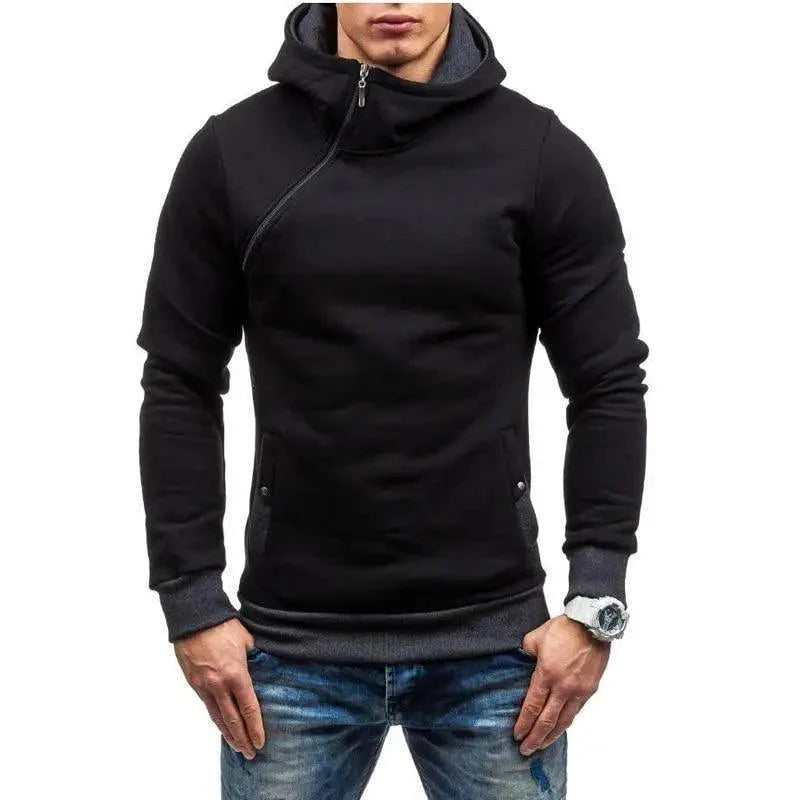 Slim Fit Men's Jacket Male Hip Hop Jackets Men's Hooded Pullover Jackets Diagonal Jackets Thicken Sports Outdoor Clothing Black  Collar Stylish Jacket For Men Classic Design Warm Winter Jackets For Men Stevvex