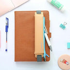 Slim Leather Unique Design Pencil Case Book Holder Pouch With Elastic Band For Notebook Fashion School Pen Case Stevvex