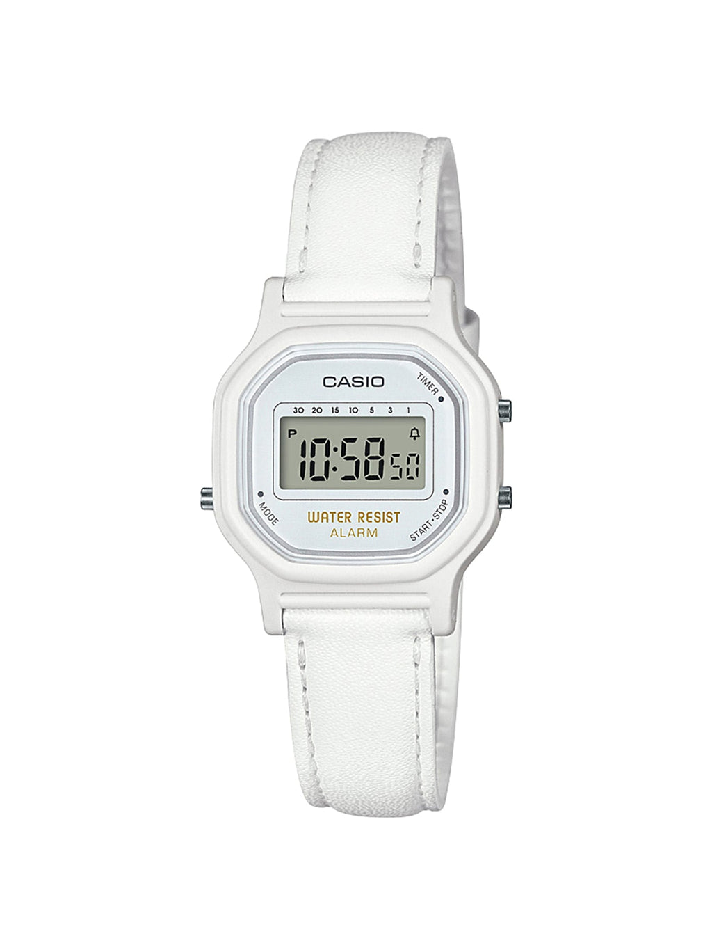 Slim White Women's Digital Watch Leather Style Strap