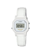 Slim White Women's Digital Watch Leather Style Strap