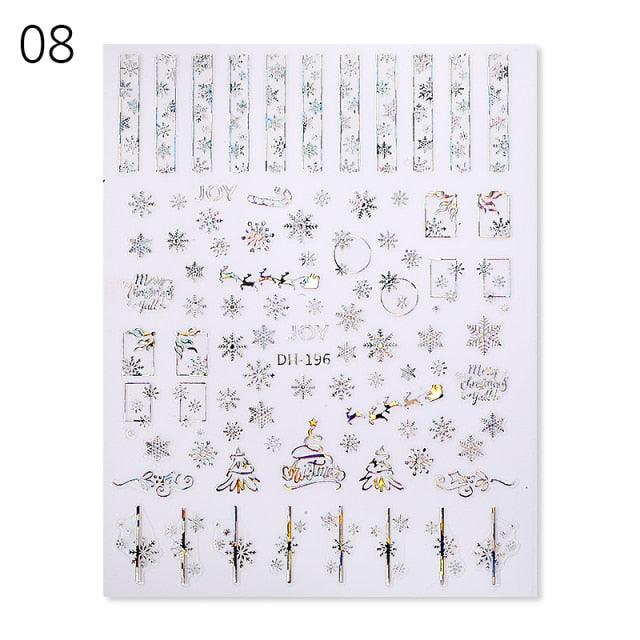Sliver Bronzing Christmas Slider Nail Art 3D Decals Decoration Snowflake Nail Art Sticker Manicures Transfer Foil Xmas Gift  Nails Snowflake Nail Art Stickers Decals Christmas Nail 3D Self Adhesive Nail Stickers for Acrylic Nails Snowflake Stevvex