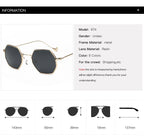 Small Frame Sunglasses For Women Small Square Polarized Sunglasses for Men and Women Polygon Mirrored Retro Shape Metal Design Sun Glasses for Men New Fashionable Ocean Lens Stevvex