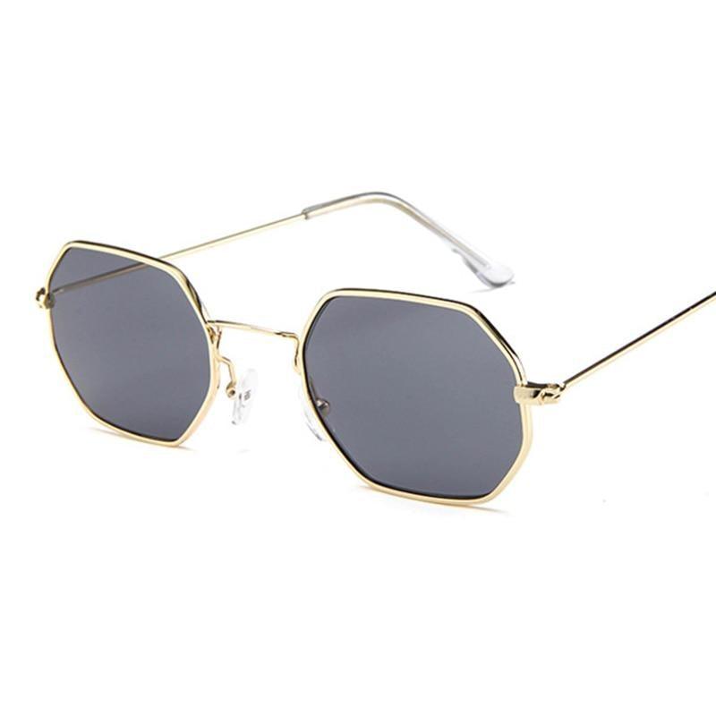 Small Frame Sunglasses For Women Small Square Polarized Sunglasses for Men and Women Polygon Mirrored Retro Shape Metal Design Sun Glasses for Men New Fashionable Ocean Lens Stevvex