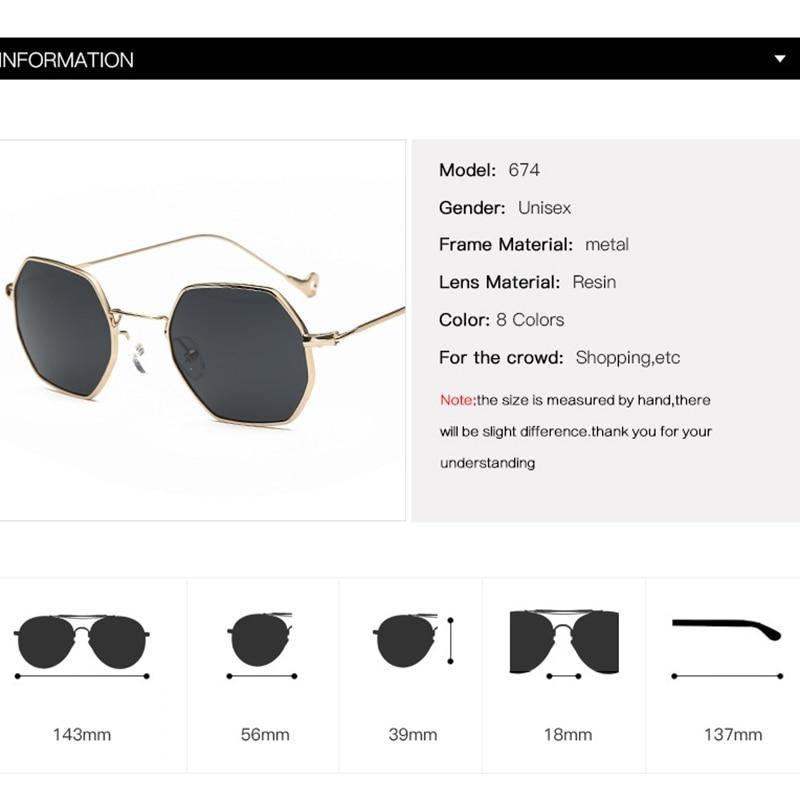 Small Frame Sunglasses For Women Small Square Polarized Sunglasses for Men and Women Polygon Mirrored Retro Shape Metal Design Sun Glasses for Men New Fashionable Ocean Lens Stevvex