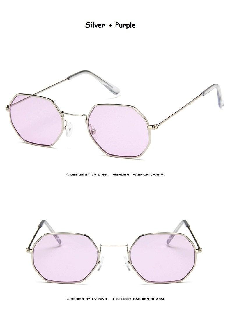 Small Frame Sunglasses For Women Small Square Polarized Sunglasses for Men and Women Polygon Mirrored Retro Shape Metal Design Sun Glasses for Men New Fashionable Ocean Lens Stevvex