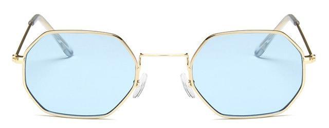 Small Frame Sunglasses For Women Small Square Polarized Sunglasses for Men and Women Polygon Mirrored Retro Shape Metal Design Sun Glasses for Men New Fashionable Ocean Lens Stevvex