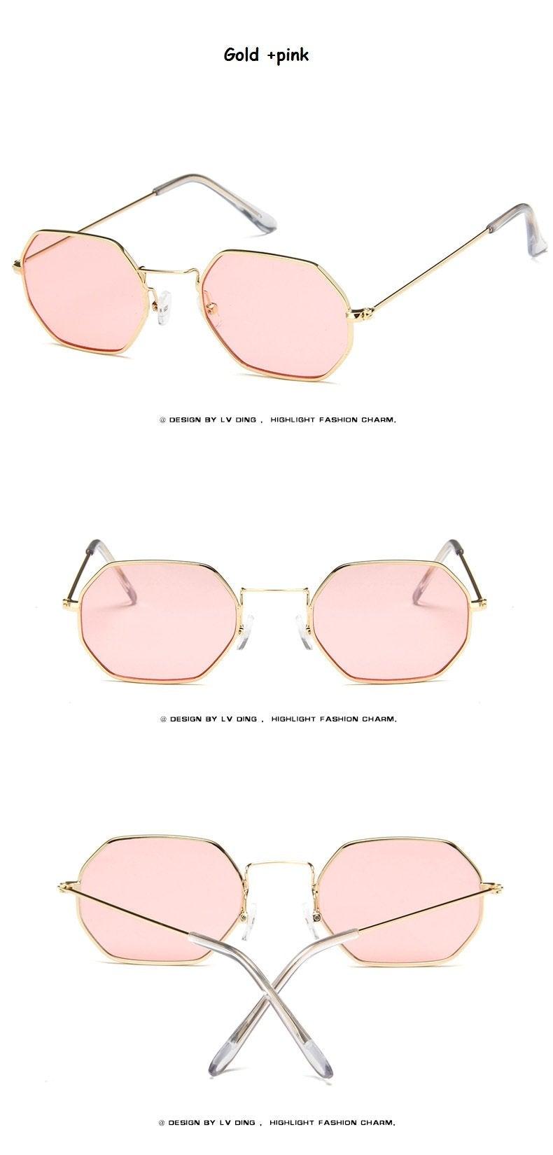 Small Frame Sunglasses For Women Small Square Polarized Sunglasses for Men and Women Polygon Mirrored Retro Shape Metal Design Sun Glasses for Men New Fashionable Ocean Lens Stevvex