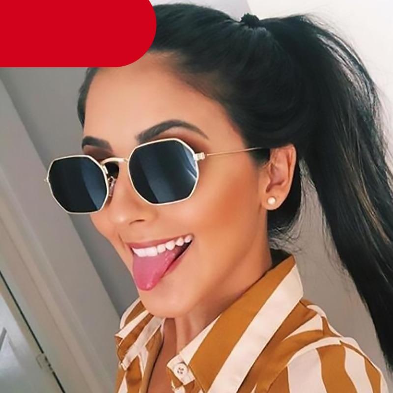 Small Frame Sunglasses For Women Small Square Polarized Sunglasses for Men and Women Polygon Mirrored Retro Shape Metal Design Sun Glasses for Men New Fashionable Ocean Lens Stevvex