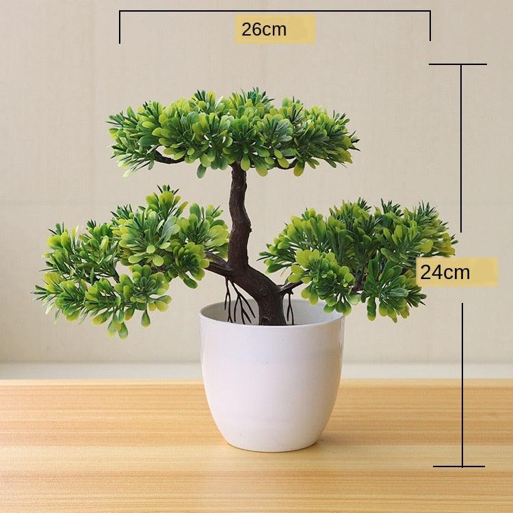 Small Green Artificial Pot Decor Bonsai Green Fake Flowers Potted Ornaments for Home Garden Decor Party Hotel Decor Stevvex
