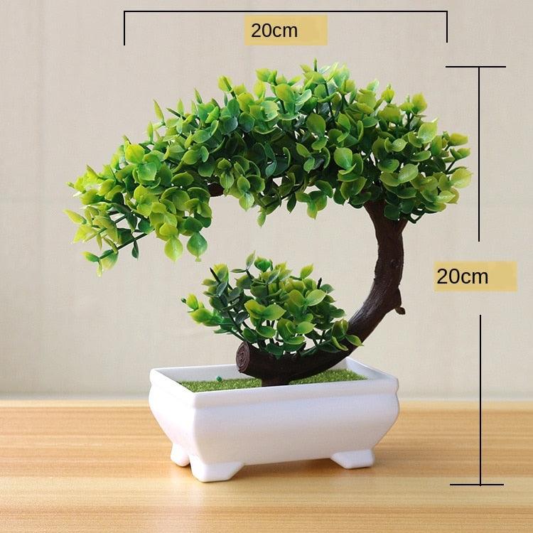 Small Green Artificial Pot Decor Bonsai Green Fake Flowers Potted Ornaments for Home Garden Decor Party Hotel Decor Stevvex