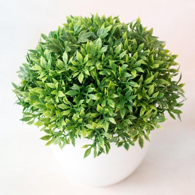 Small Green Artificial Pot Decor Bonsai Green Fake Flowers Potted Ornaments for Home Garden Decor Party Hotel Decor Stevvex