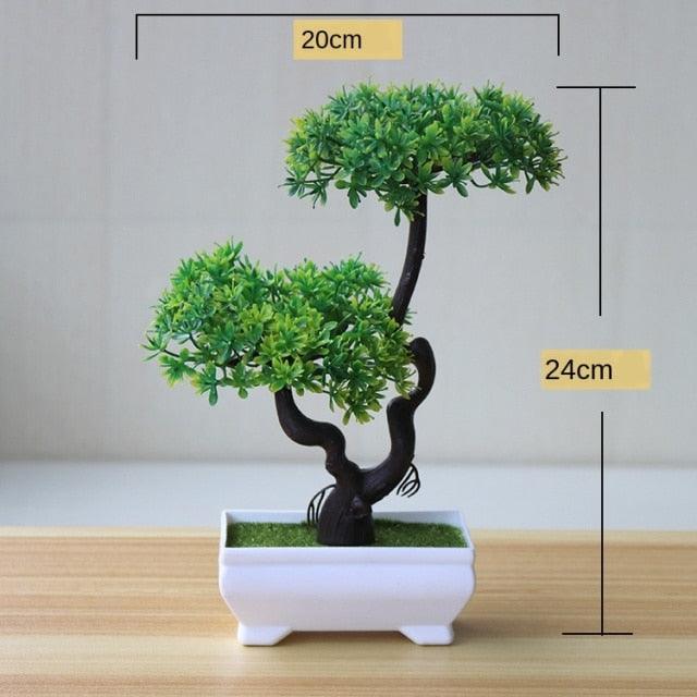 Small Green Artificial Pot Decor Bonsai Green Fake Flowers Potted Ornaments for Home Garden Decor Party Hotel Decor Stevvex
