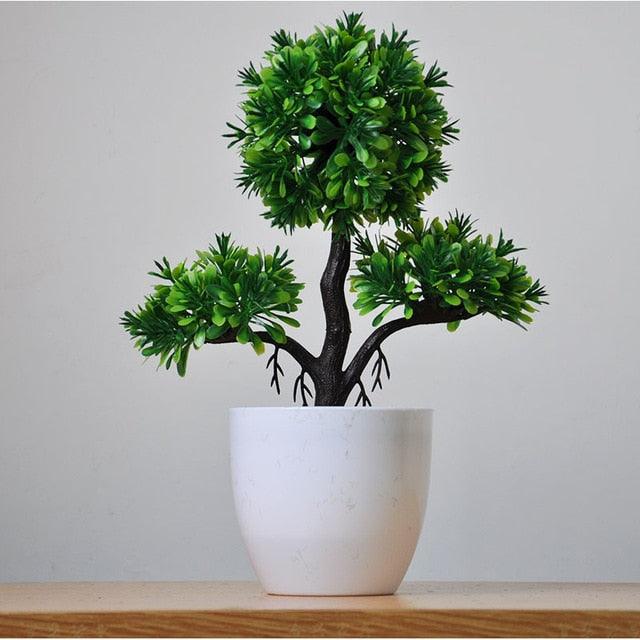 Small Green Artificial Pot Decor Bonsai Green Fake Flowers Potted Ornaments for Home Garden Decor Party Hotel Decor Stevvex