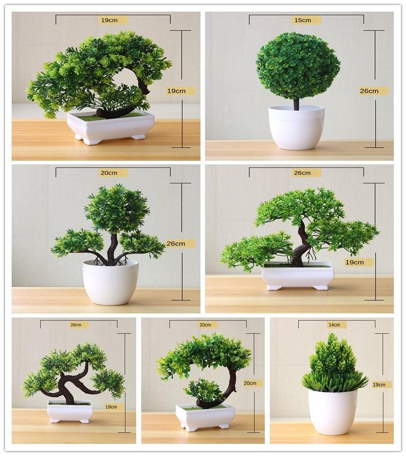 Small Green Artificial Pot Decor Bonsai Green Fake Flowers Potted Ornaments for Home Garden Decor Party Hotel Decor Stevvex