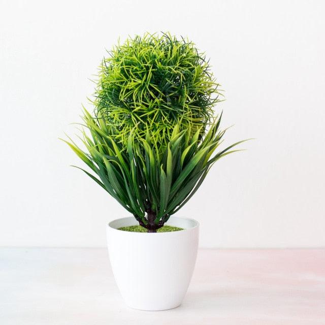 Small Green Artificial Pot Decor Bonsai Green Fake Flowers Potted Ornaments for Home Garden Decor Party Hotel Decor Stevvex