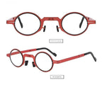 Small Metal Round Folding Reading Glasses Retro Circle Blue Light Computer Grade Glasses Narrow Eyeglasses Frame And Anti Glare Reading Glasses Foldable Computer Reading Glasses For Men  +3.5 Stevvex