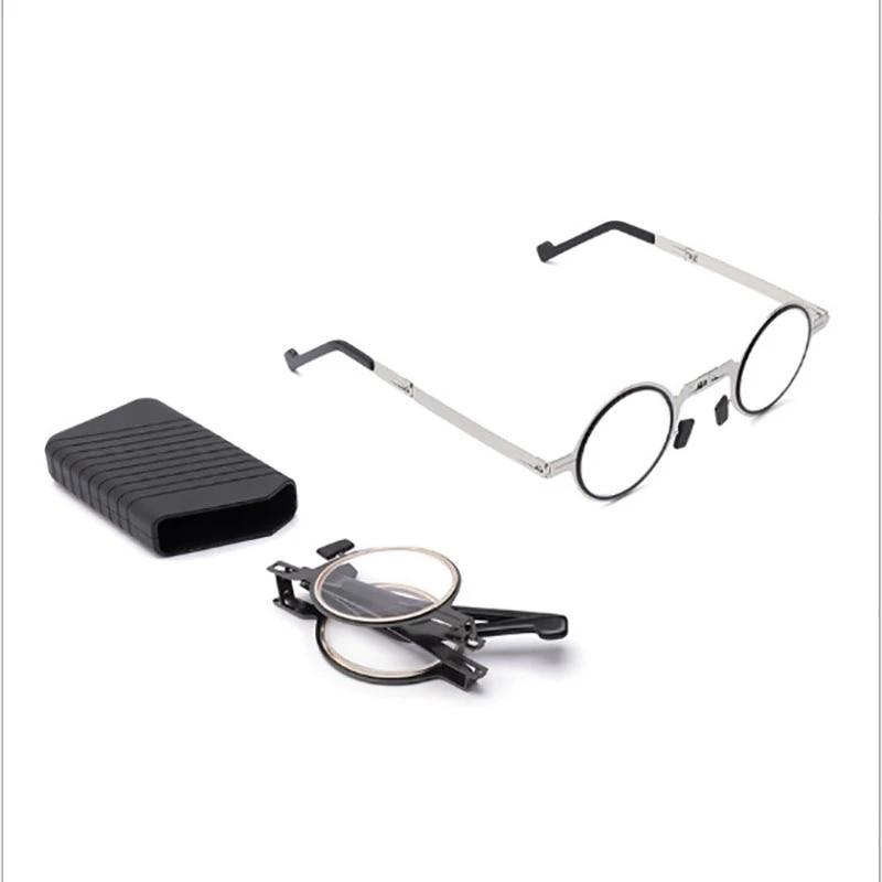 Small Metal Round Folding Reading Glasses Retro Circle Blue Light Computer Grade Glasses Narrow Eyeglasses Frame And Anti Glare Reading Glasses Foldable Computer Reading Glasses For Men  +3.5 Stevvex