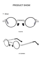 Small Metal Round Folding Reading Glasses Retro Circle Blue Light Computer Grade Glasses Narrow Eyeglasses Frame And Anti Glare Reading Glasses Foldable Computer Reading Glasses For Men  +3.5 Stevvex