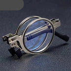 Small Metal Round Folding Reading Glasses Retro Circle Blue Light Computer Grade Glasses Narrow Eyeglasses Frame And Anti Glare Reading Glasses Foldable Computer Reading Glasses For Men  +3.5 Stevvex