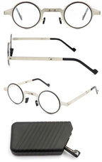 Small Metal Round Folding Reading Glasses Retro Circle Blue Light Computer Grade Glasses Narrow Eyeglasses Frame And Anti Glare Reading Glasses Foldable Computer Reading Glasses For Men  +3.5 Stevvex