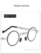 Small Metal Round Folding Reading Glasses Retro Circle Blue Light Computer Grade Glasses Narrow Eyeglasses Frame And Anti Glare Reading Glasses Foldable Computer Reading Glasses For Men  +3.5 Stevvex