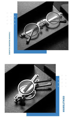 Small Metal Round Folding Reading Glasses Retro Circle Blue Light Computer Grade Glasses Narrow Eyeglasses Frame And Anti Glare Reading Glasses Foldable Computer Reading Glasses For Men  +3.5 Stevvex