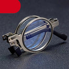 Small Metal Round Folding Reading Glasses Retro Circle Blue Light Computer Grade Glasses Narrow Eyeglasses Frame And Anti Glare Reading Glasses Foldable Computer Reading Glasses For Men  +3.5 Stevvex