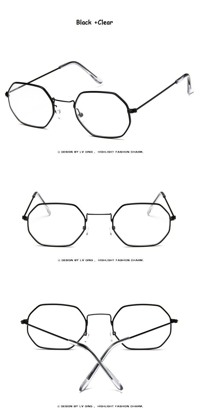 Small Polygon Women Men Sunglasses Delicate Metal Polygon Sunglasses For Women Classic Retro Small Size Frame Women Sunglasses Design Glasses for Men Stevvex