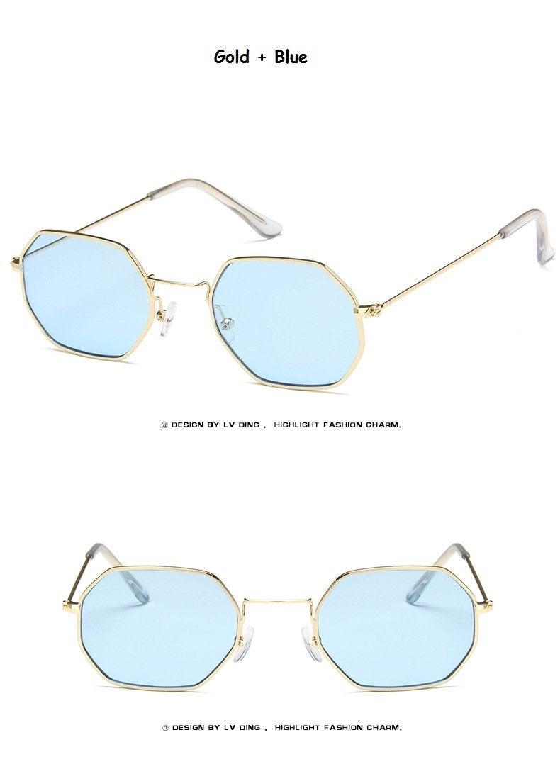 Small Polygon Women Men Sunglasses Delicate Metal Polygon Sunglasses For Women Classic Retro Small Size Frame Women Sunglasses Design Glasses for Men Stevvex