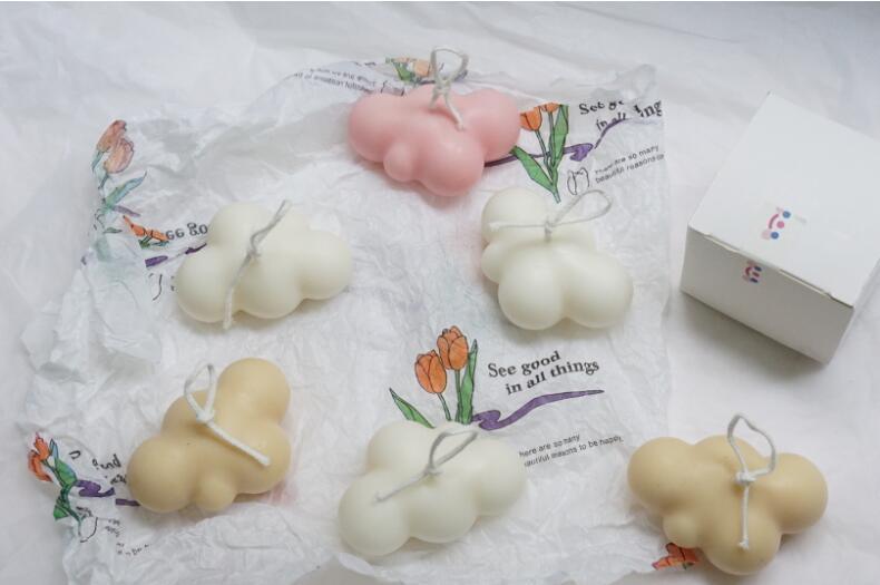 Small Scented Cloud Shape Birthday Candle Handmade Scented Candle Hand Poured Decorative Candle Aesthetic Candle Room Decor For Home Use Bedroom Romantic Soy Candle Home decoration Mother's Day Gifts Stevvex
