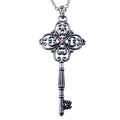 Small Vintage Key Necklace Silver Pendant With Crystal